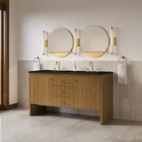 Hudson 60" Double Vanity, Honey Oak w/ 3 CM Phantome Eclos Top