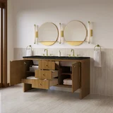 Hudson 60" Double Vanity, Honey Oak w/ 3 CM Phantome Eclos Top