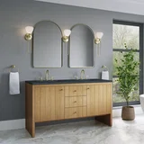 Hudson 60" Double Vanity, Light Natural Oak w/ 3 CM Charcoal Soapstone Top