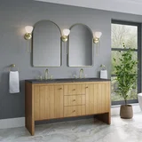 Hudson 60" Double Vanity, Light Natural Oak w/ 3 CM Parisien Bleu Top
