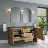 Hudson 60" Double Vanity, Light Natural Oak w/ 3 CM Parisien Bleu Top