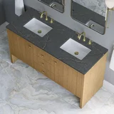 Hudson 60" Double Vanity, Light Natural Oak w/ 3 CM Parisien Bleu Top
