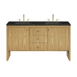 Hudson 60" Double Vanity, Light Natural Oak, w/ 3 CM Phantome Eclos Top
