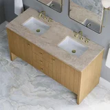 Hudson 60" Double Vanity, Light Natural Oak, w/ 3 CM Tajnar Eclos Top