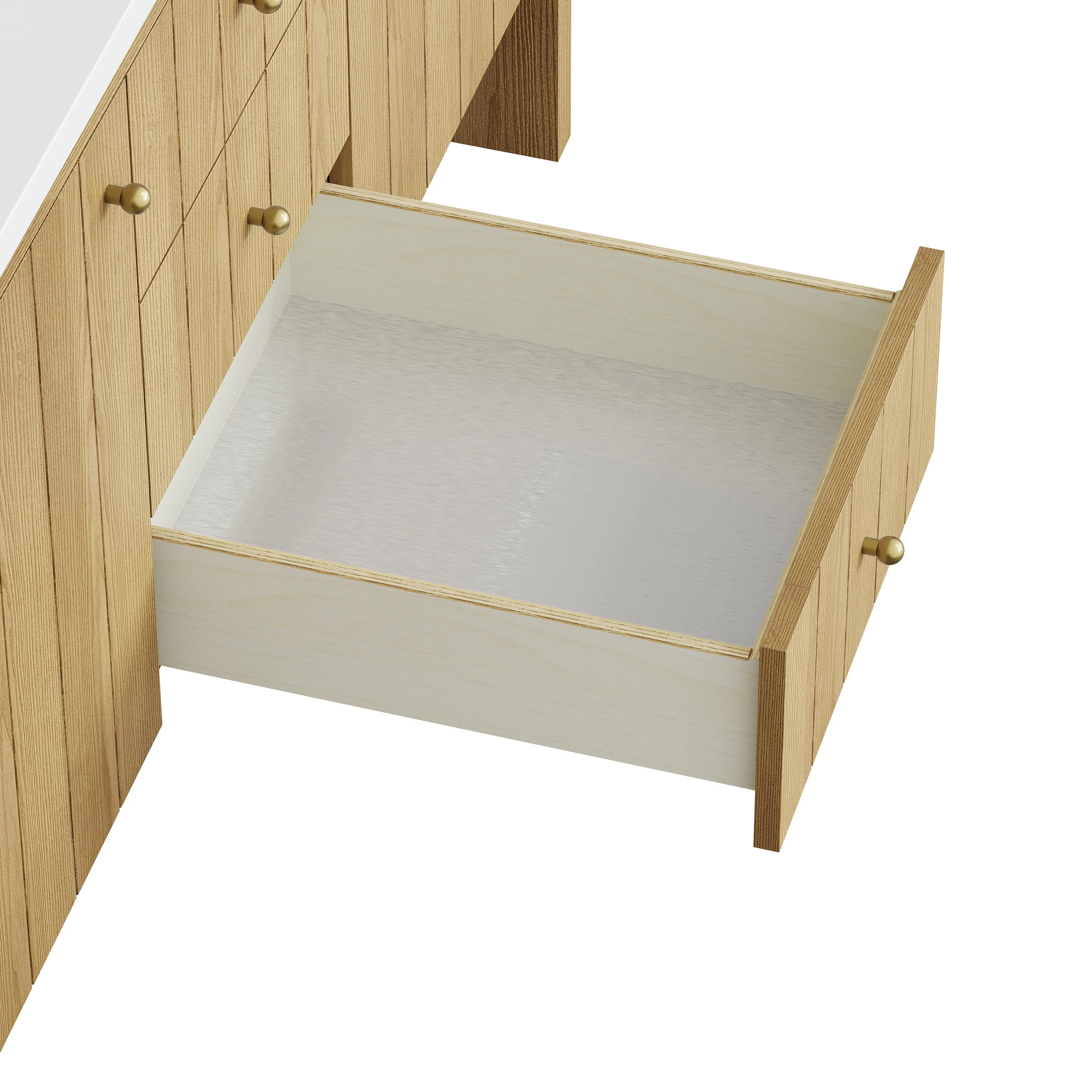 Hudson 60" Double Vanity, Light Natural Oak w/ 3 CM Victorian Silver Top