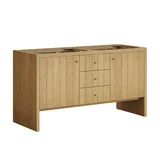 Hudson 60" Double Vanity, Light Natural Oak w/ 3 CM Victorian Silver Top
