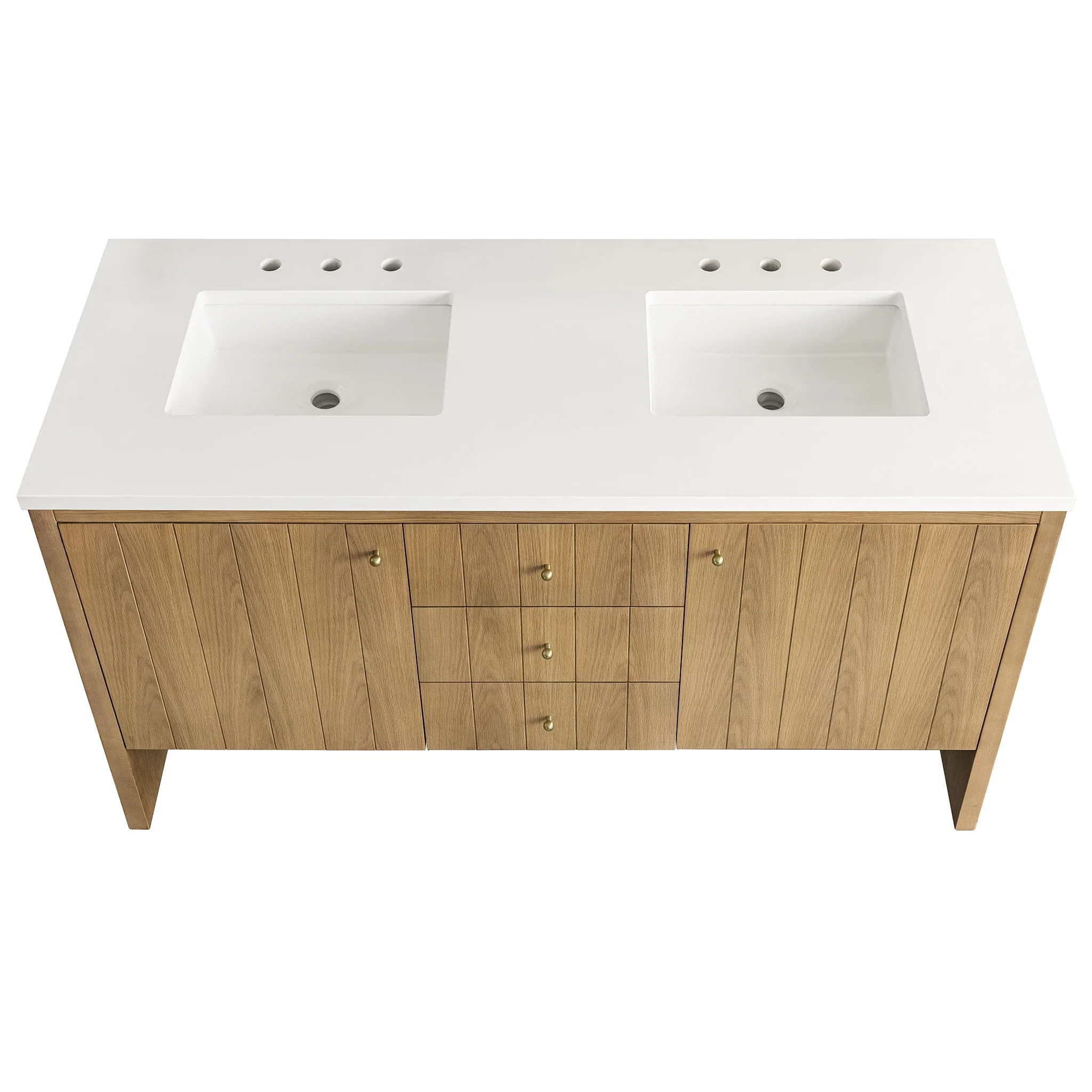 Hudson 60" Double Vanity Cabinet, Light Natural Oak