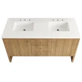Hudson 60" Double Vanity Cabinet, Light Natural Oak