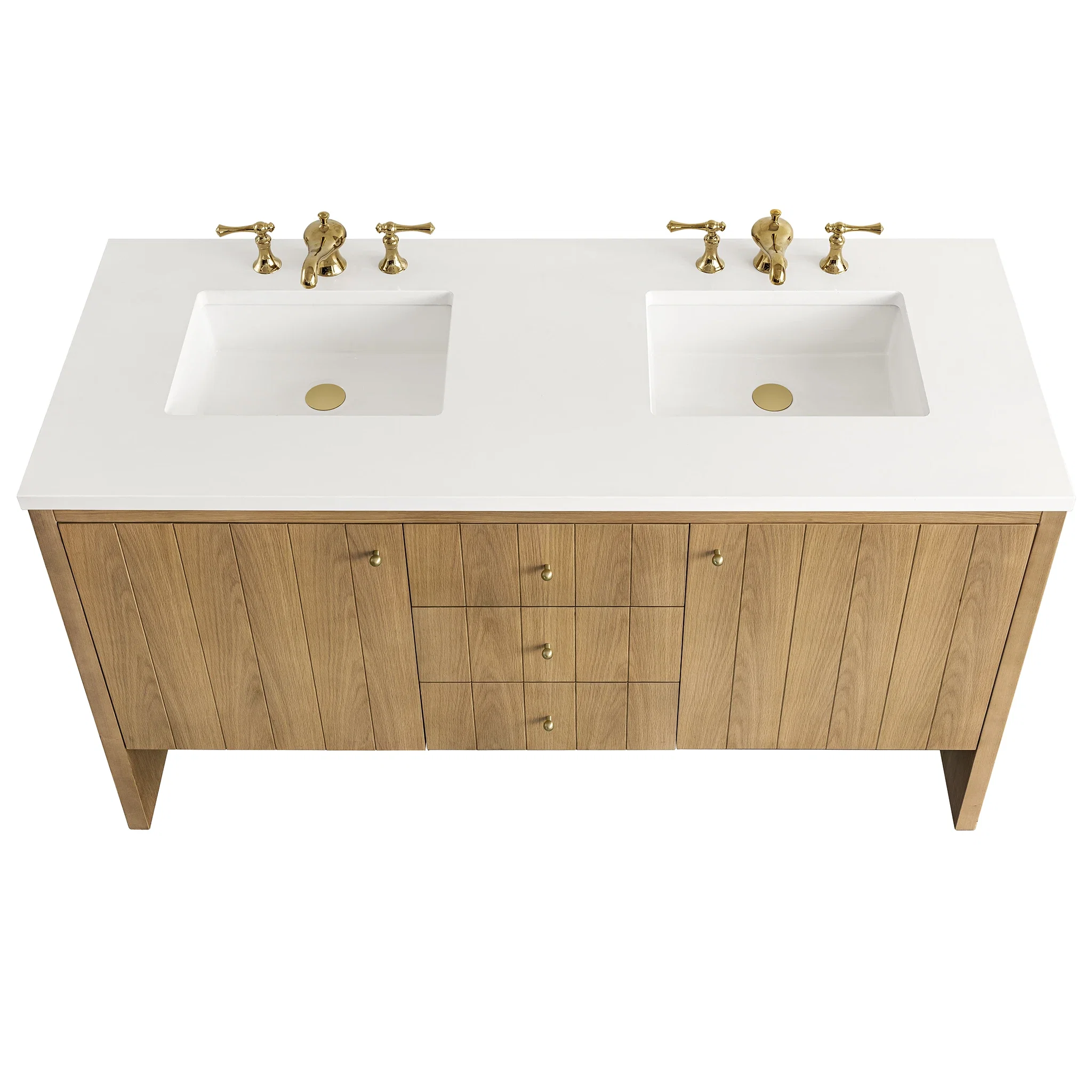 Hudson 60" Double Vanity Cabinet, Light Natural Oak