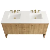 Hudson 60" Double Vanity Cabinet, Light Natural Oak