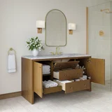 Hudson 60" Single Vanity, Honey Oak w/ 3 CM Carrara Marble Top