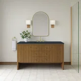 Hudson 60" Single Vanity, Honey Oak w/ 3 CM Charcoal Soapstone Silestone Top
