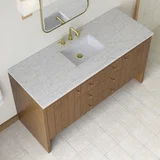 Hudson 60" Single Vanity, Honey Oak w/ 3 CM Eternal Jasmine Pearl Silestone Top