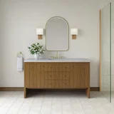 Hudson 60" Single Vanity, Honey Oak w/ 3 CM Ethereal Noctis Silestone Top