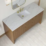 Hudson 60" Single Vanity, Honey Oak w/ 3 CM Ethereal Noctis Silestone Top