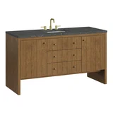Hudson 60" Single Vanity, Honey Oak w/ 3 CM Parisien Bleu Silestone Top