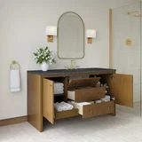Hudson 60" Single Vanity, Honey Oak w/ 3 CM Parisien Bleu Silestone Top