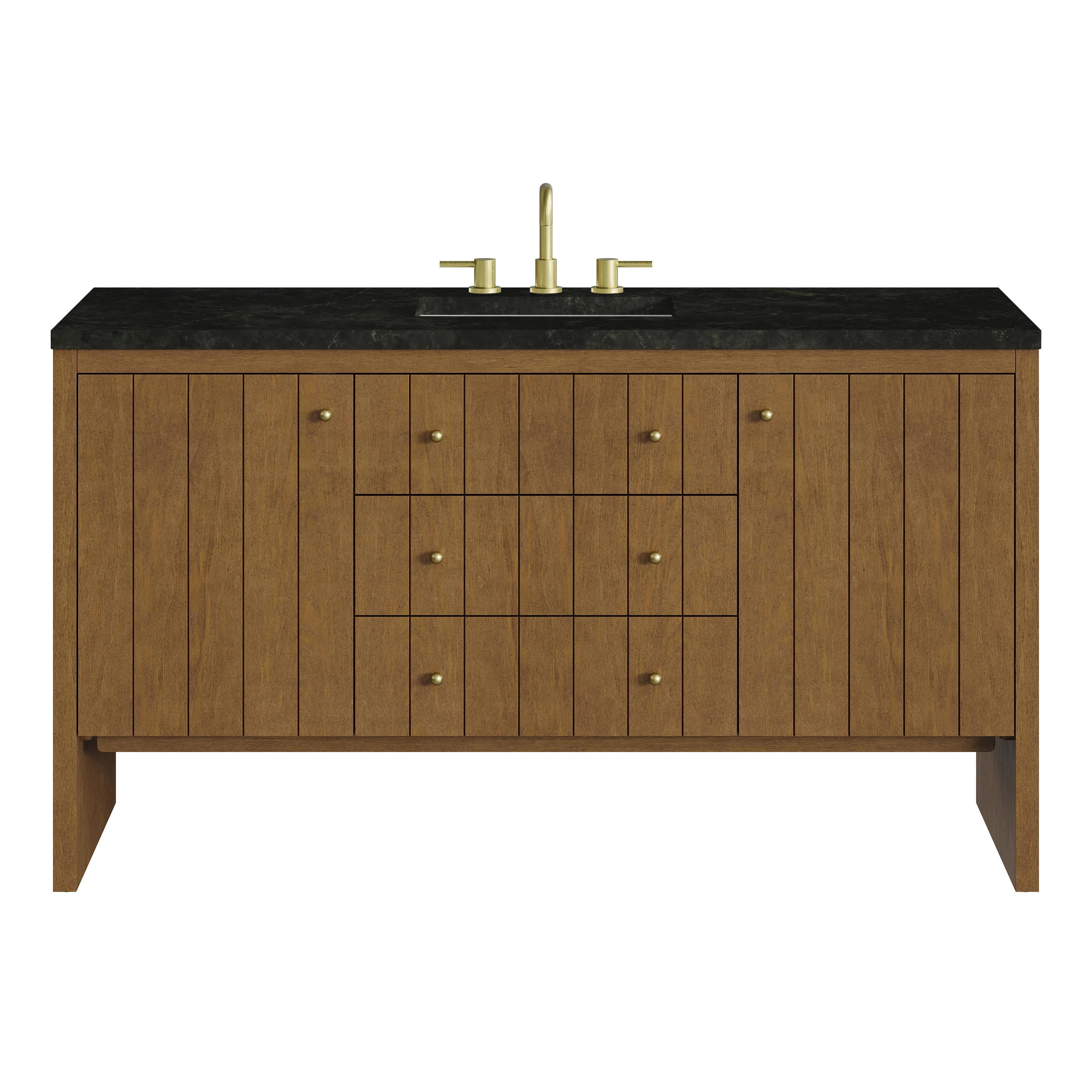 Hudson 60" Single Vanity, Honey Oak w/ 3 CM Phantome Eclos Top