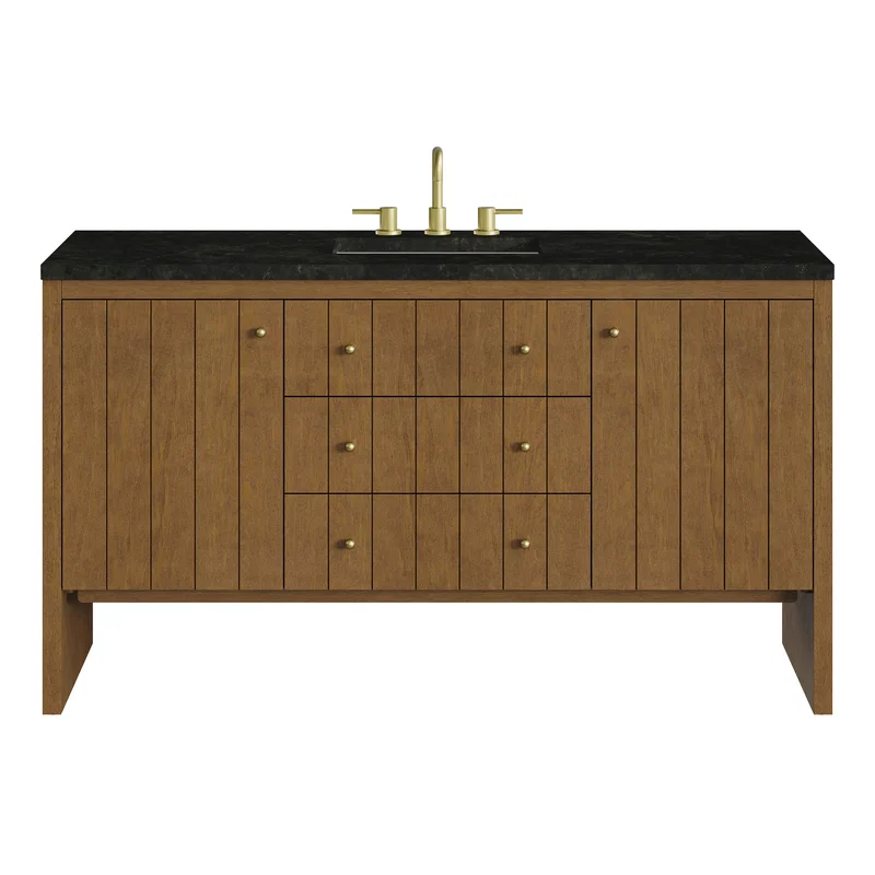 Hudson 60" Single Vanity, Honey Oak w/ 3 CM Phantome Eclos Top