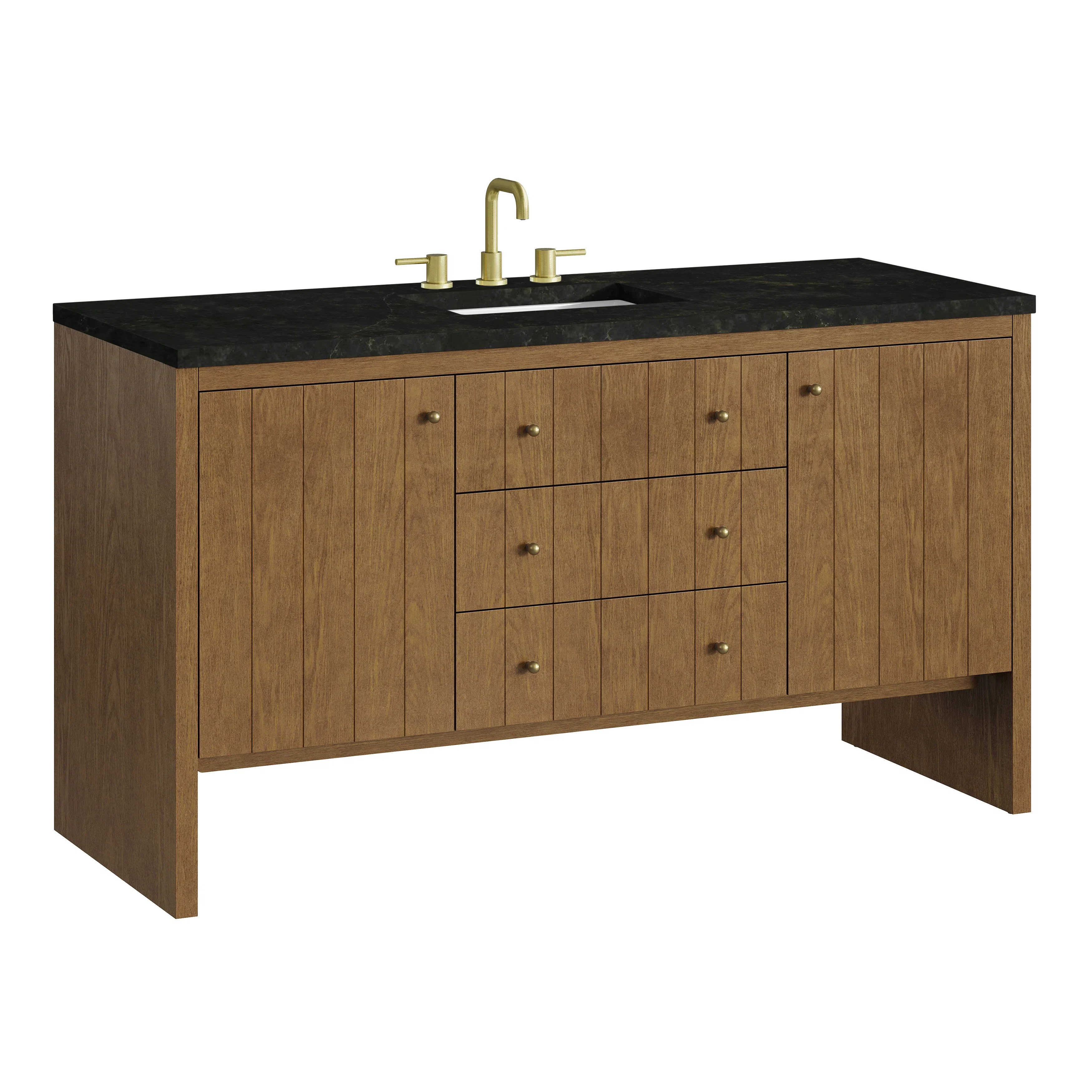 Hudson 60" Single Vanity, Honey Oak w/ 3 CM Phantome Eclos Top