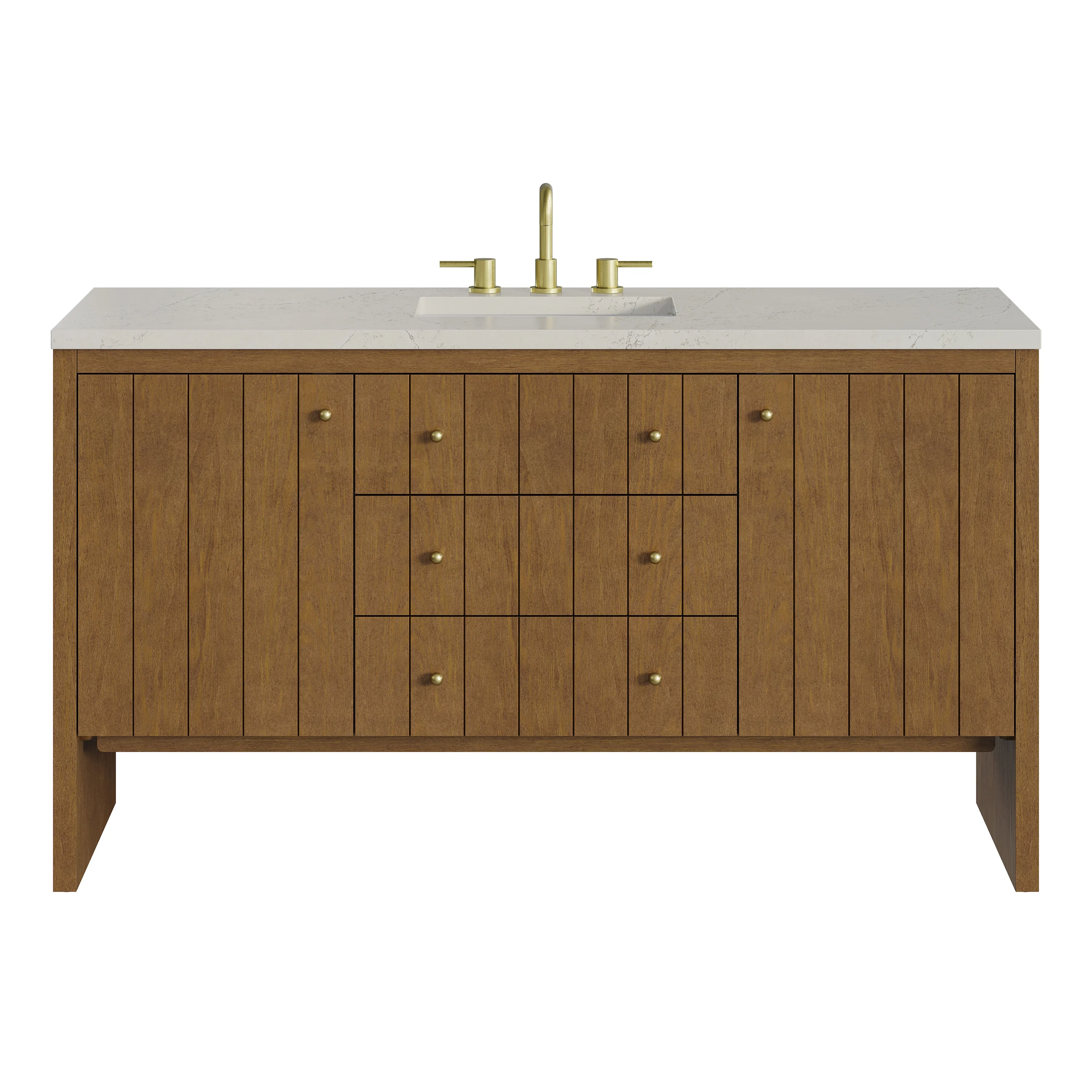 Hudson 60" Single Vanity, Honey Oak w/ 3 CM Siberian Silestone Top