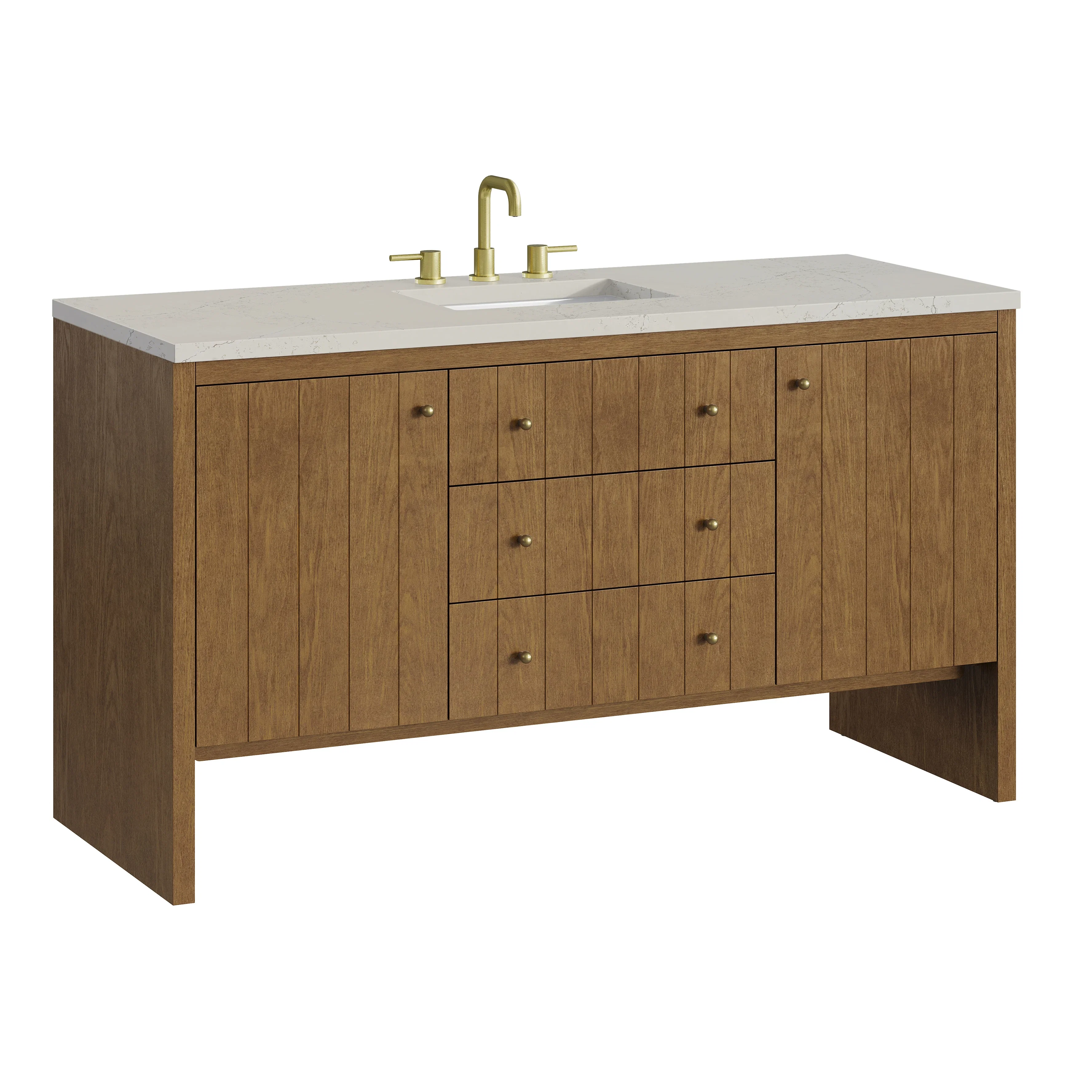 Hudson 60" Single Vanity, Honey Oak w/ 3 CM Siberian Silestone Top