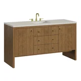 Hudson 60" Single Vanity, Honey Oak w/ 3 CM Siberian Silestone Top