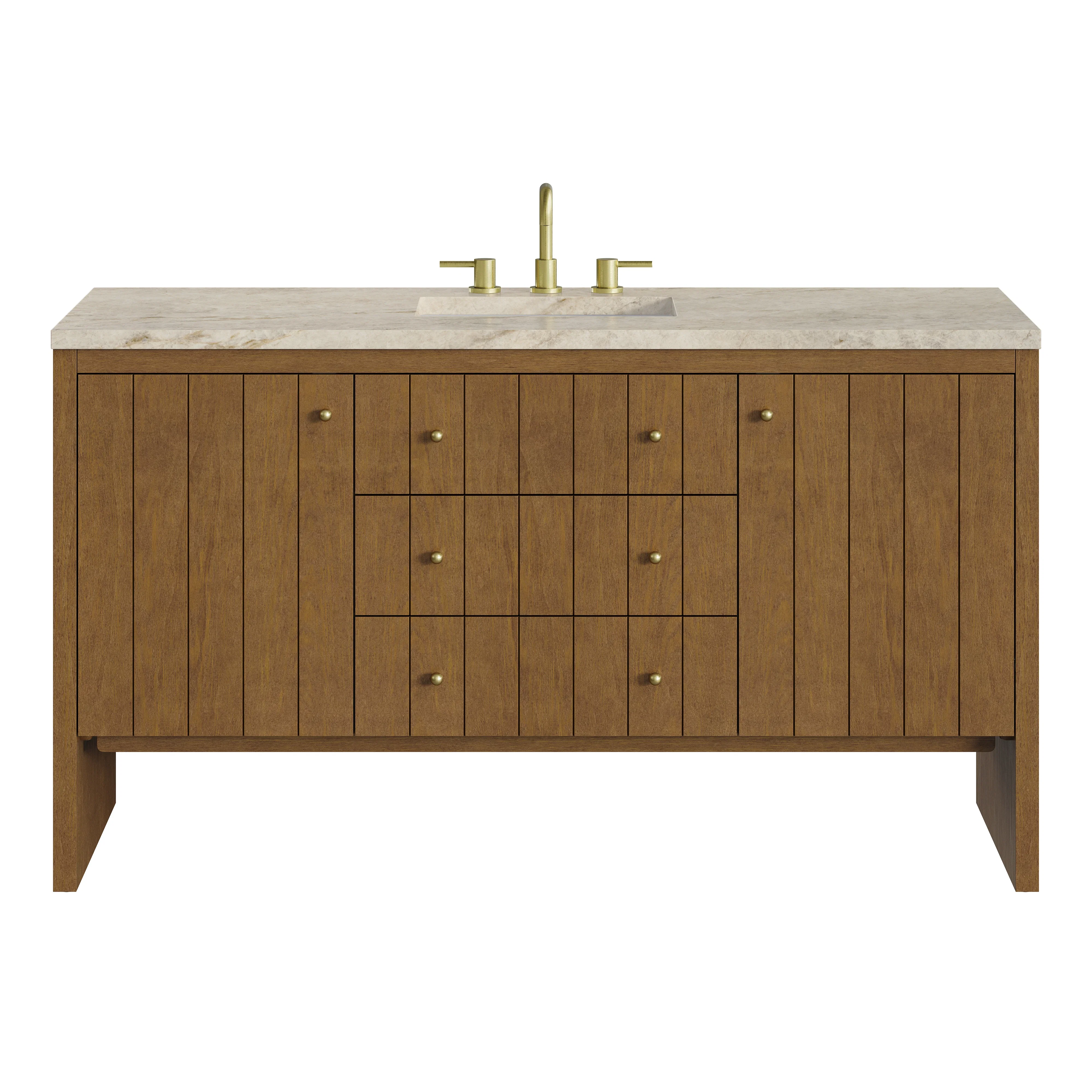 Hudson 60" Single Vanity, Honey Oak w/ 3 CM Tajnar Eclos Top