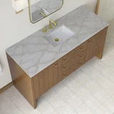 Hudson 60" Single Vanity, Honey Oak w/ 3 CM Victorian Silver Silestone Top
