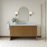 Hudson 60" Single Vanity, Honey Oak w/ 3 CM White Zeus Silestone Top