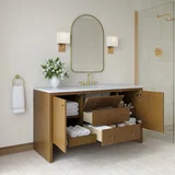 Hudson 60" Single Vanity, Honey Oak w/ 3 CM White Zeus Silestone Top