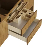Hudson 60" Single Vanity, Honey Oak w/ 3 CM Eternal Jasmine Pearl Silestone Top w/FreePower Wireless Charger