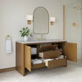 Hudson 60" Single Vanity, Honey Oak w/ 3 CM Eternal Jasmine Pearl Silestone Top w/FreePower Wireless Charger