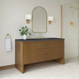 Hudson 60" Single Vanity, Honey Oak w/ 3 CM Parisien Bleu Silestone Top w/FreePower Wireless Charger