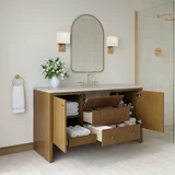 Hudson 60" Single Vanity, Honey Oak w/ 3 CM Siberian Silestone Top w/FreePower Wireless Charger