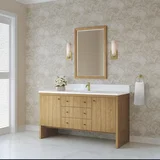 Hudson 60" Single Vanity, Light Natural Oak w/ Single Hole 3 CM White Zeus Top & Backsplash