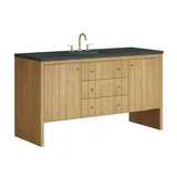 Hudson 60" Single Vanity, Light Natural Oak w/ 3 CM Charcoal Soapstone Top