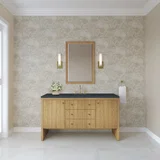 Hudson 60" Single Vanity, Light Natural Oak w/ 3 CM Charcoal Soapstone Top