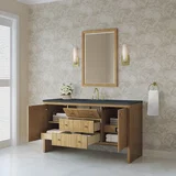 Hudson 60" Single Vanity, Light Natural Oak w/ 3 CM Charcoal Soapstone Top