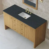 Hudson 60" Single Vanity, Light Natural Oak w/ 3 CM Charcoal Soapstone Top