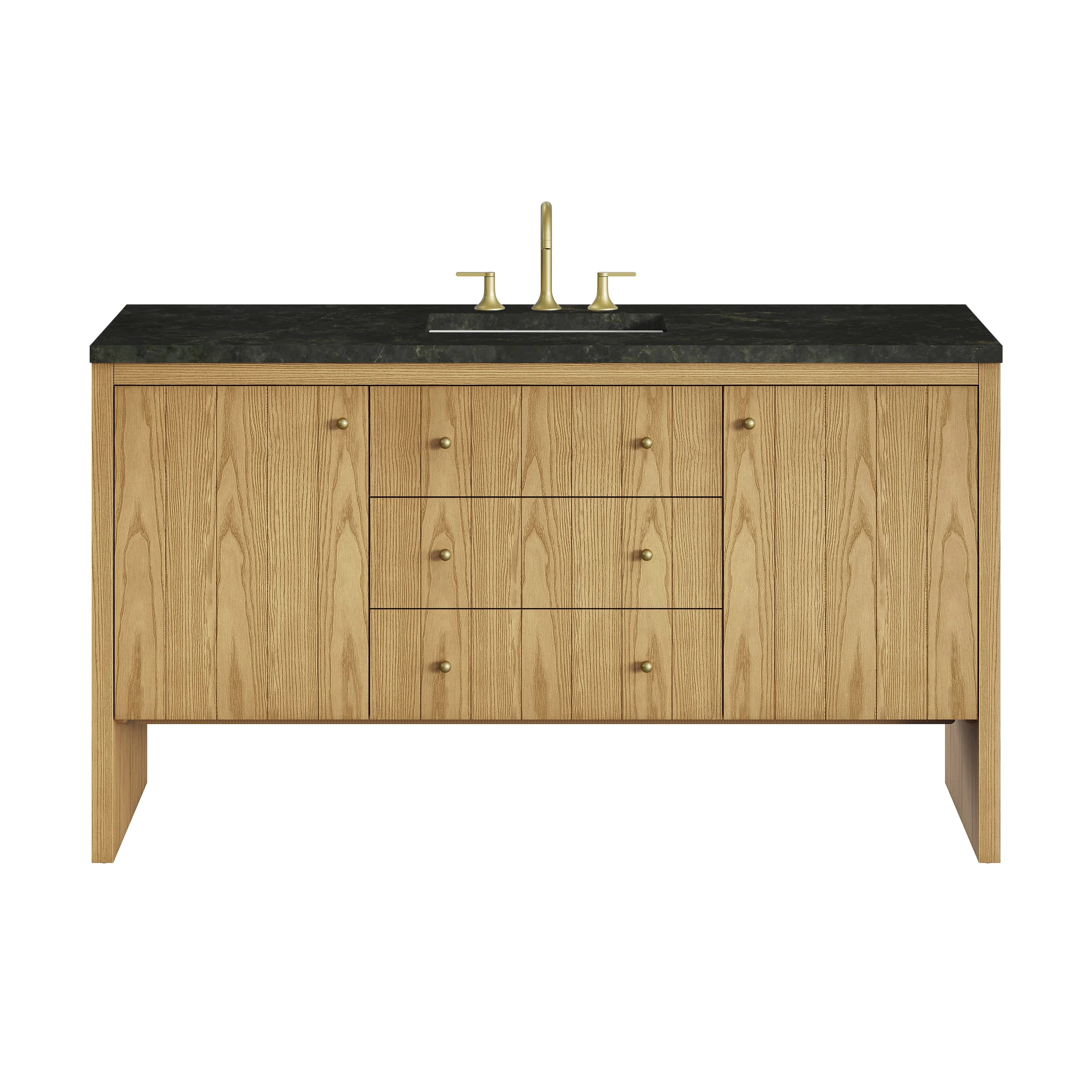 Hudson 60" Single Vanity, Light Natural Oak, w/ 3 CM Phantome Eclos Top
