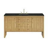 Hudson 60" Single Vanity, Light Natural Oak, w/ 3 CM Phantome Eclos Top