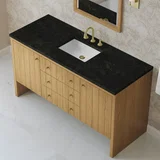 Hudson 60" Single Vanity, Light Natural Oak, w/ 3 CM Phantome Eclos Top