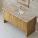 Hudson 60" Single Vanity, Light Natural Oak, w/ 3 CM Tajnar Eclos Top