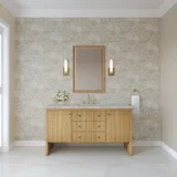 Hudson 60" Single Vanity, Light Natural Oak w/ 3 CM Victorian Silver Top