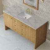 Hudson 60" Single Vanity, Light Natural Oak w/ 3 CM Victorian Silver Top