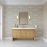 Hudson 60" Single Vanity, Light Natural Oak w/ 3 CM White Zeus Top