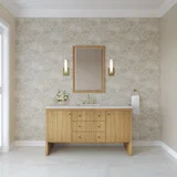 Hudson 60" Single Vanity, Light Natural Oak w/ 3 CM Eternal Jasmine Pearl Top w/ FreePower Wireless Charger