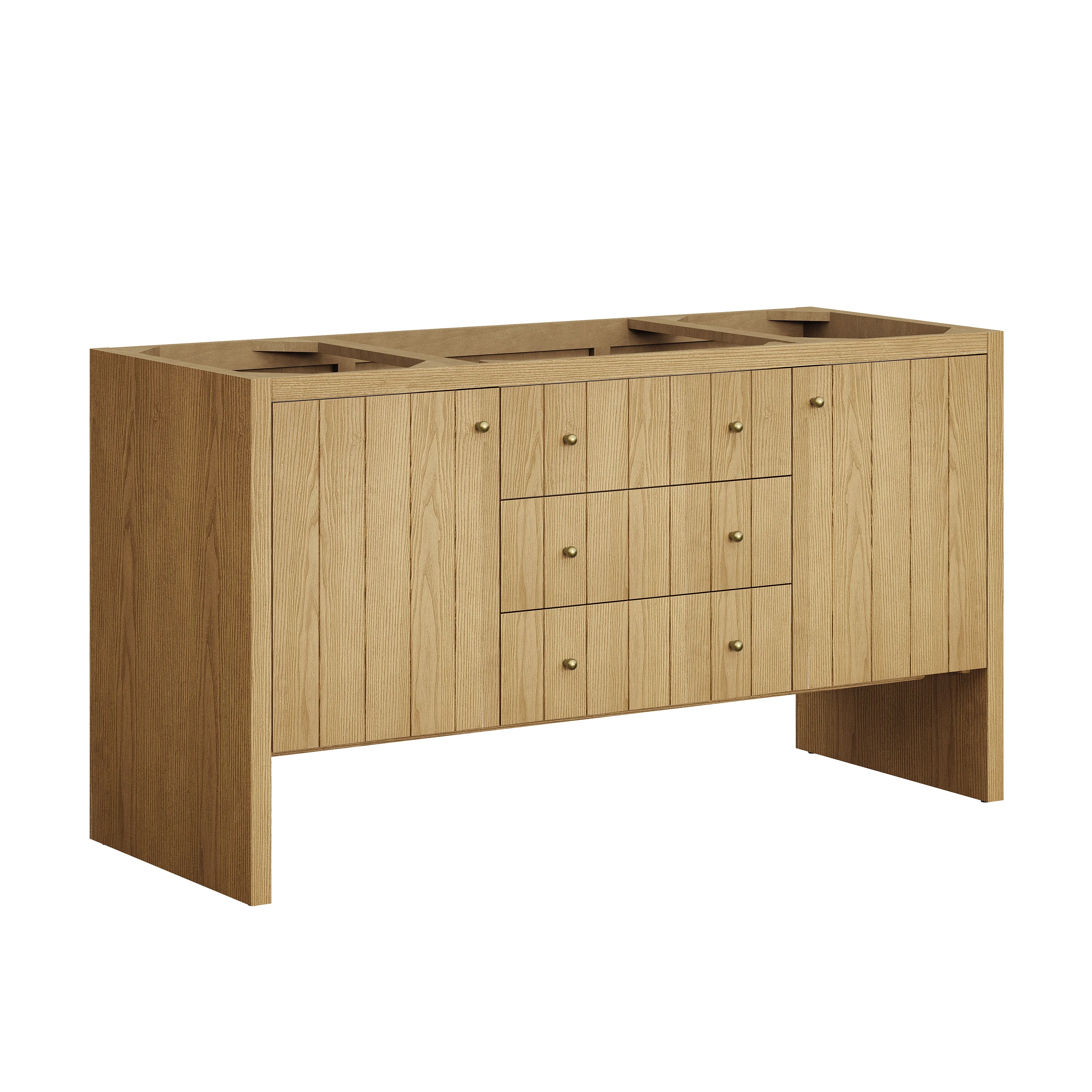Hudson 60" Single Vanity, Light Natural Oak w/ 3 CM Ethereal Noctis Top w/ FreePower Wireless Charger