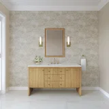 Hudson 60" Single Vanity, Light Natural Oak w/ 3 CM Ethereal Noctis Top w/ FreePower Wireless Charger